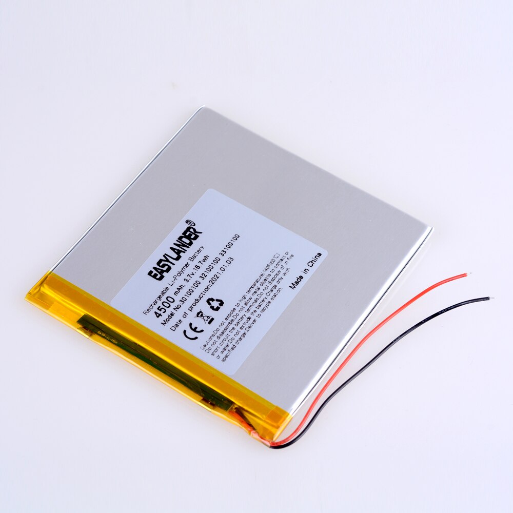 Bateria de lítio polímero 3.7v 30100100 4500mah, power bank diy, tablet e computador 30101100