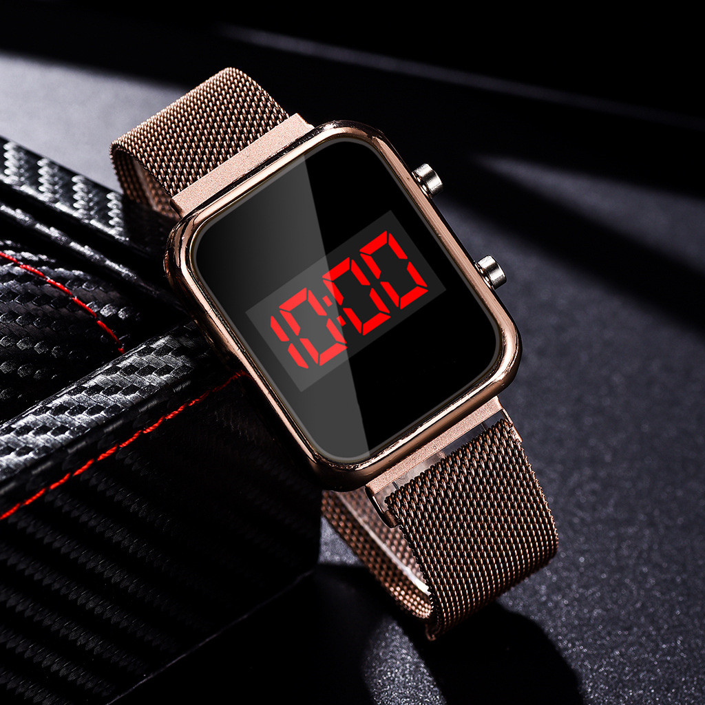 Luxus Gold Splitter männer Digitale Uhr Wasserdicht Einfache Metall Magnetische LED Armbanduhr Diaplay Zeit Datum Herren Elektronische Uhr: Rose