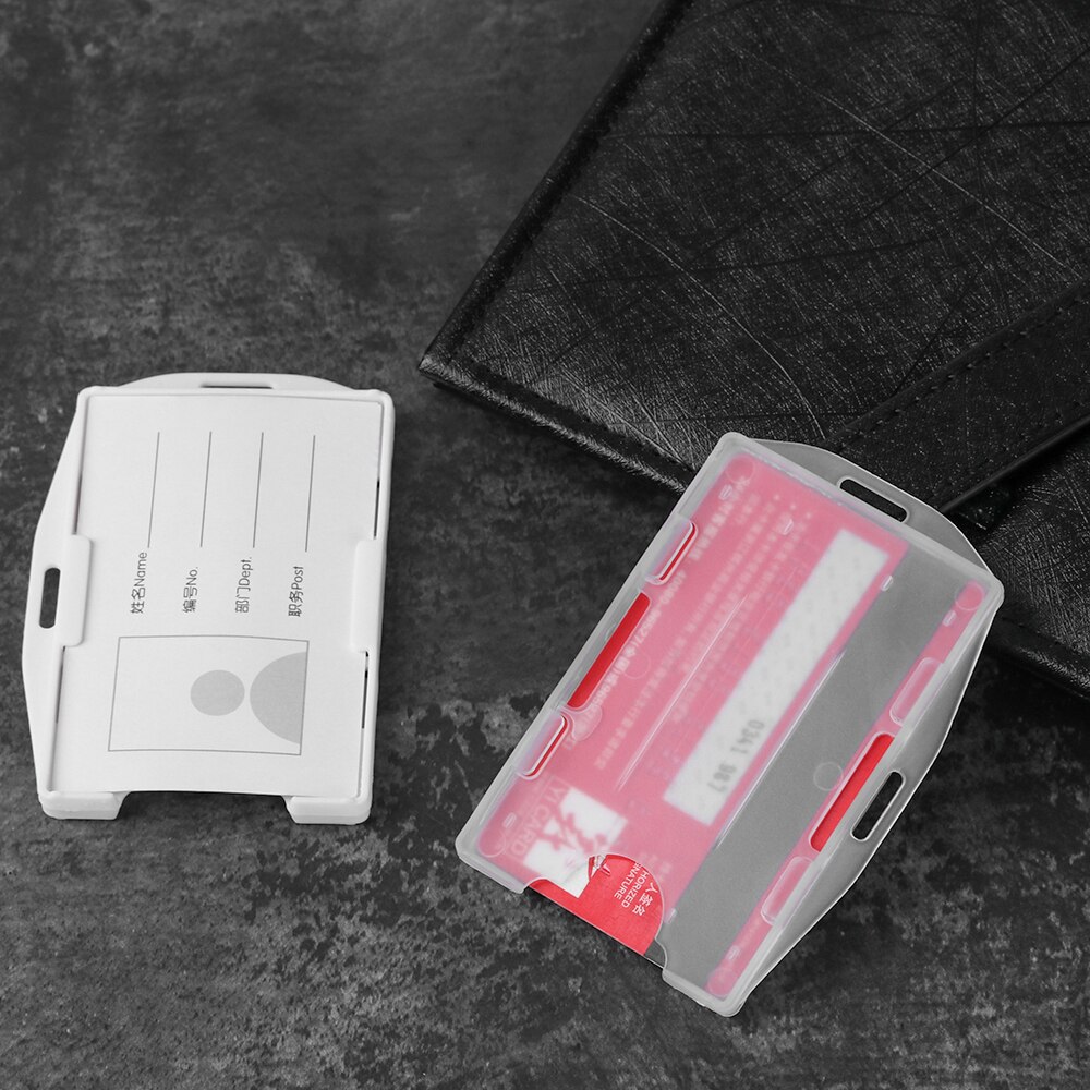 Portable Multi-use Hard Badge Work ID Card Holder Protector Cover Case Double Sided ID Card Transparent White Box Card Sleeve