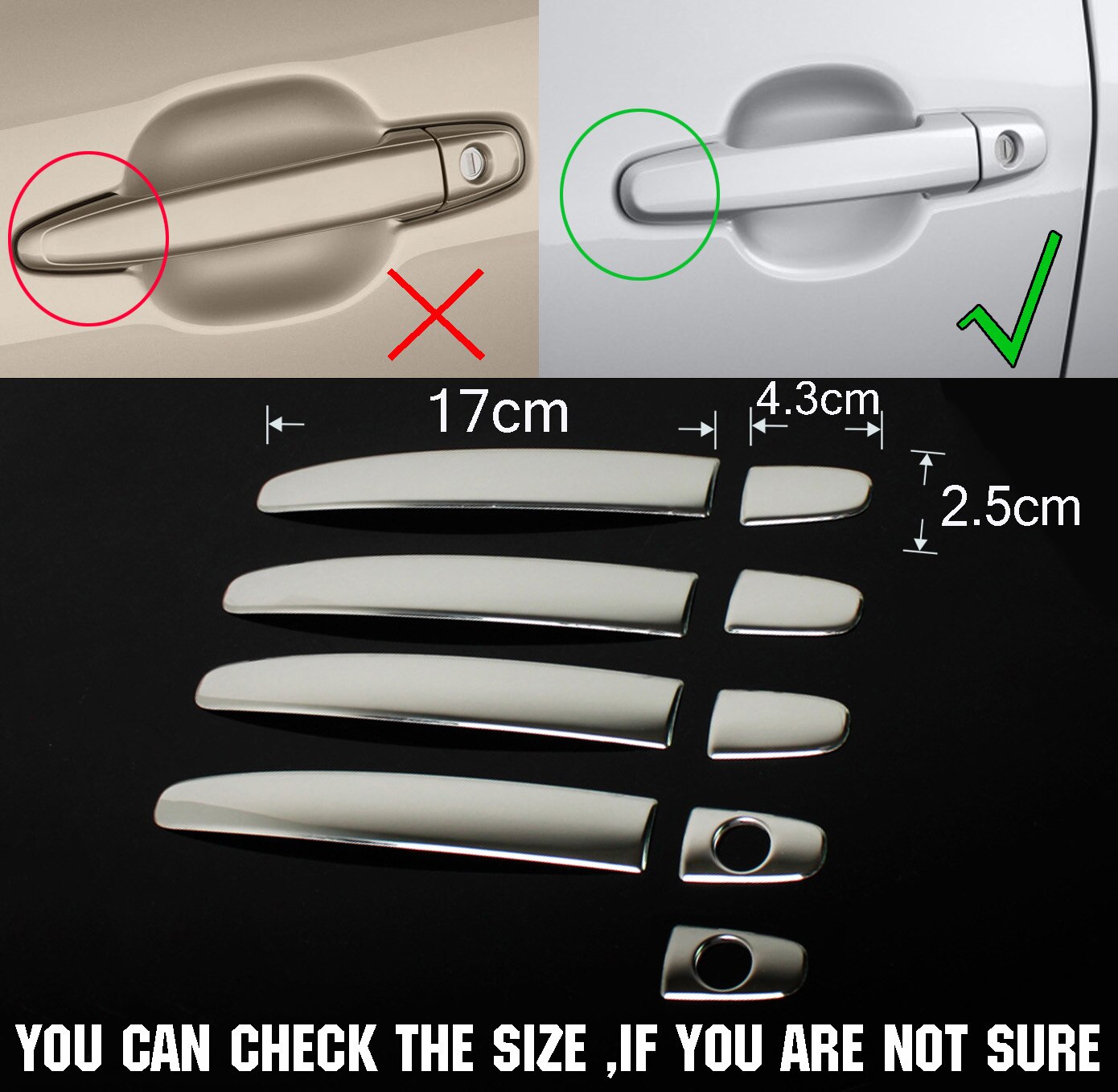 Fit For Toyota Camry Corolla Highlander Matrix Prius Rav4 Chrome Stainless Door Handle Cover Trim Molding Styling Cap Bezel