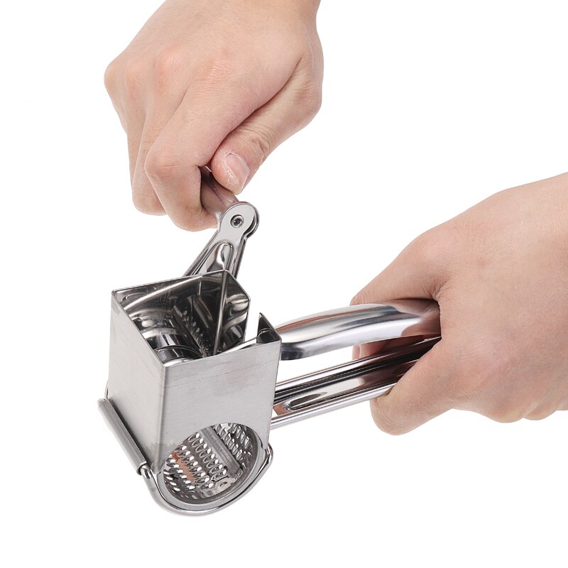 Rotary Cheese Grater Hand Held Rotary Cutter Slicer Shredder Multifunction Stainless Steel Cheese Slicer Tool with 4 Planer Tool