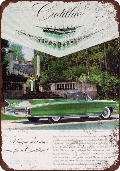 WallColor 8*12 Metal Sign 1970 Cadillac Coupe deVille Vintage Look: Green / 20x30cm