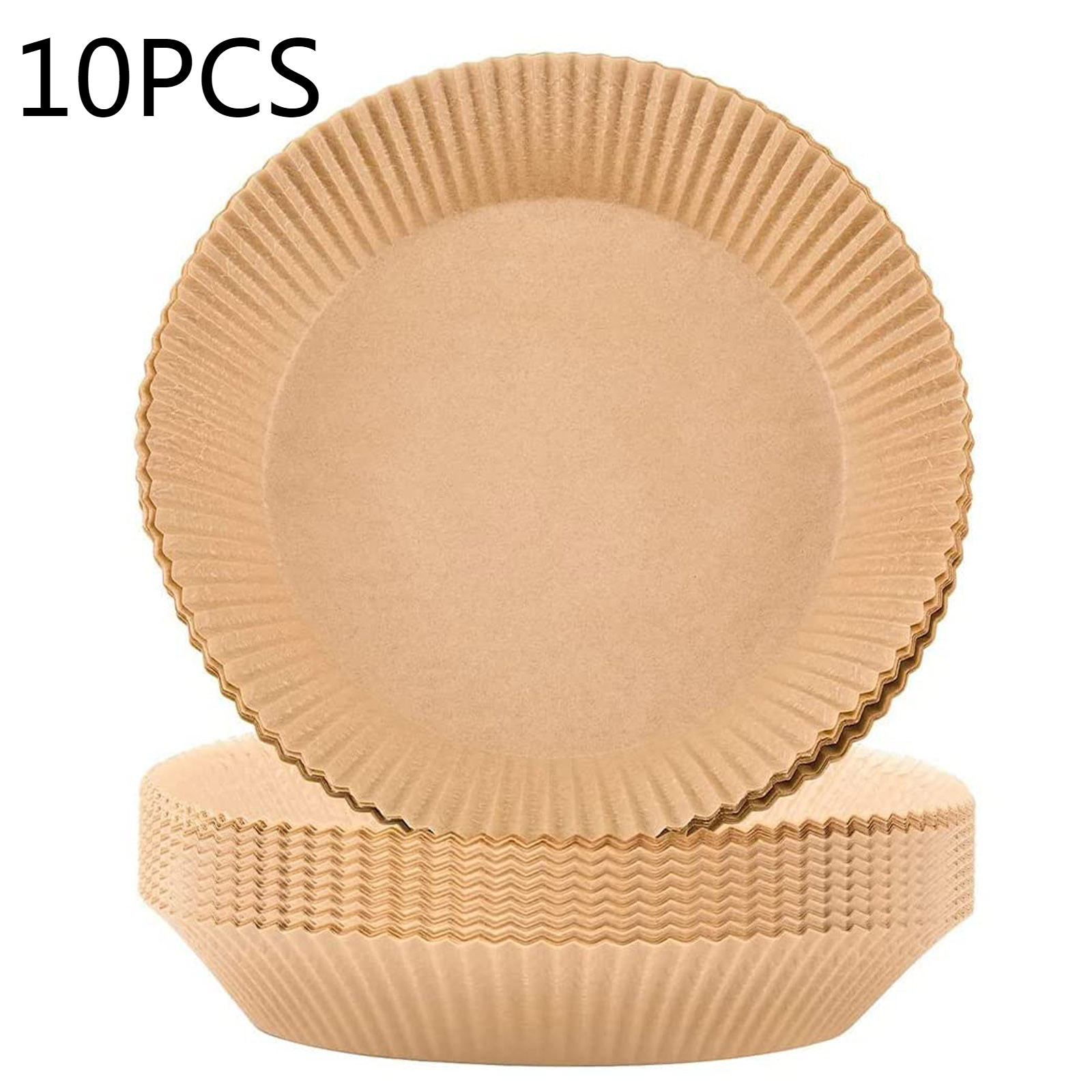 100/50pcs 16cm Friteuse à Air Jetable Papier Doublure Antiadhésive Tapis Parchemin Pâte De Bois Vapeur Rond Papier Doublure: Brown10PCS