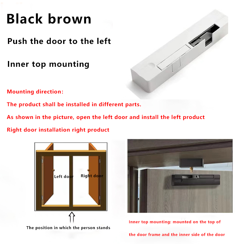 Door Damping Buffer Wooden Door Flat Outward Opening Invisible Door Home Closing Silent Hydraulic Door Closer Anti-pinch: Gold