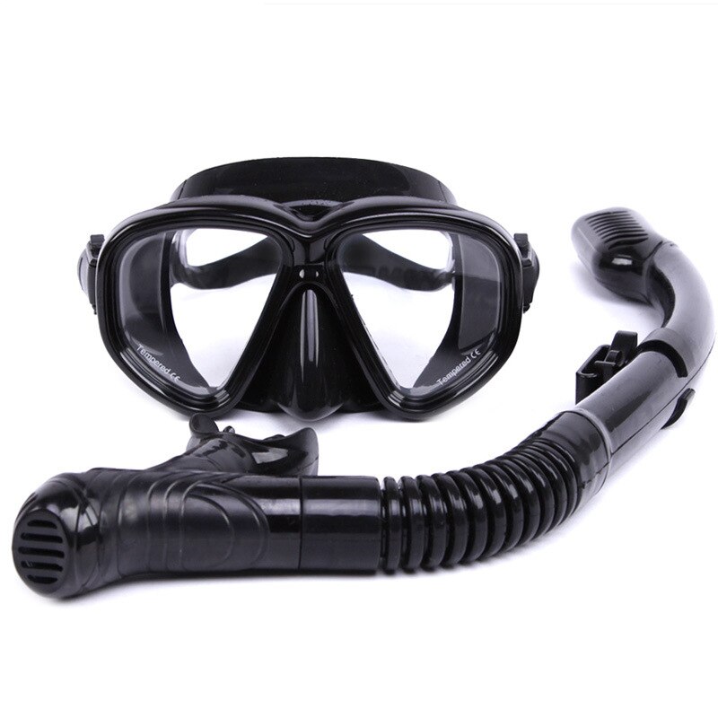 2pcs Diving Mask Dry Breathing Tube Set Snorkeling Diving Goggles Tube Kit MVI-ing: Black