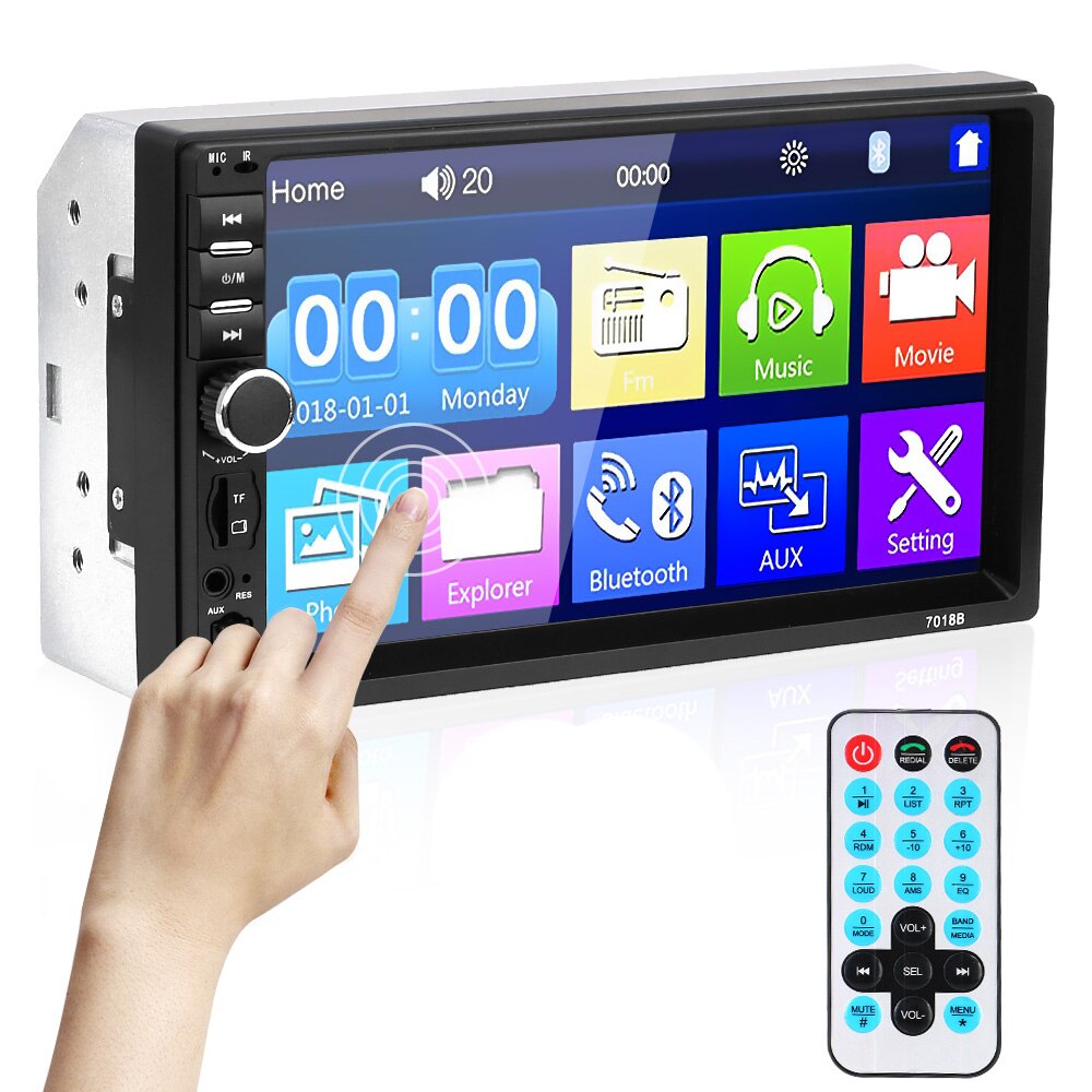 Reproductor Multimedia con pantalla táctil de 7 "y Radio FM para coche, autorradio 2Din con reproducción MP5, HD, 7010B /7012B/7018B
