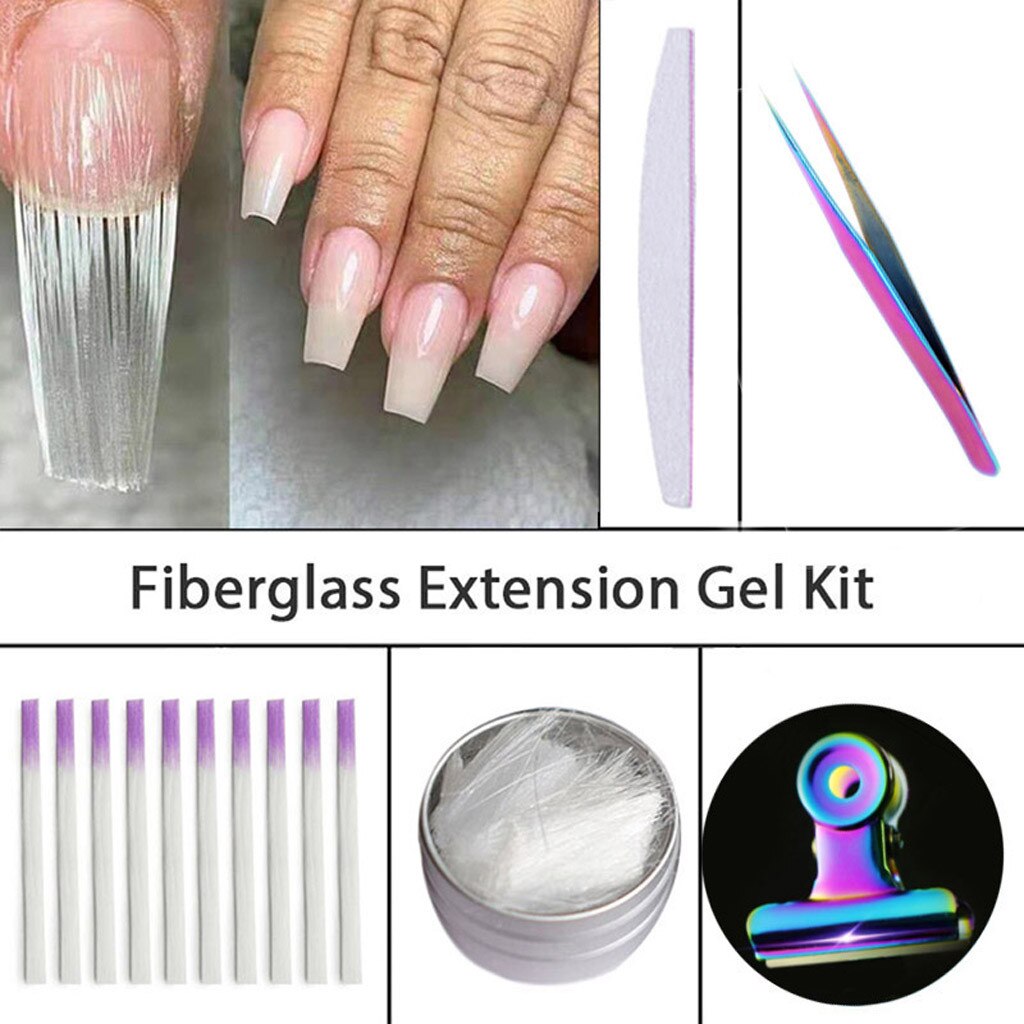 Glasvezel Extension Gel Kit Vezels Fibernails Fiber Glas Acryl Nail Salon Glasvezel Voor Nagel Uitbreiding Set