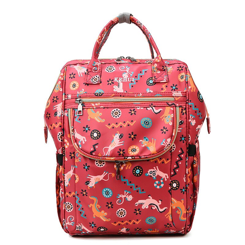 Printemps Style sac à couches étanche imprimé grande capacité main maman et bébé sac à dos: Printed Red