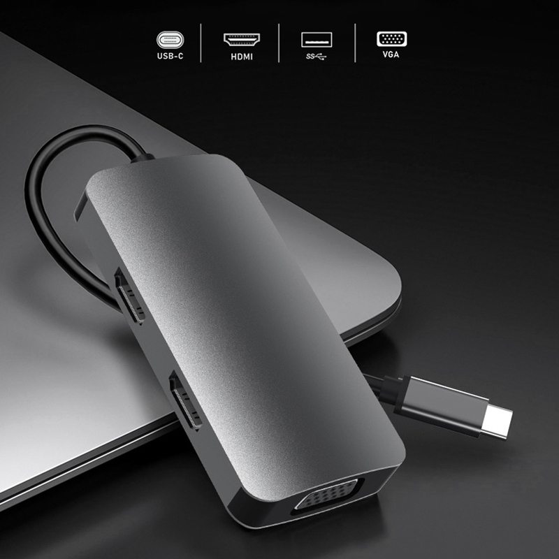in Lega di alluminio USB-C Esterno Multi-Immagine Dello Schermo Carta di USB 3.1 attracco stazione doppio 2 HDMI VGA centro Multi-schermo diviso-schermo Disp
