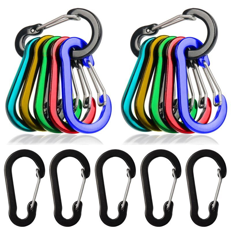 10Pcs Multicolor Karabijnhaak Sleutelhanger Alluminum Lichtmetalen D-Ring Gesp Lente Karabijnhaak Karabijnhaak Clip Sleutelhangers Outdoor Camping Tool