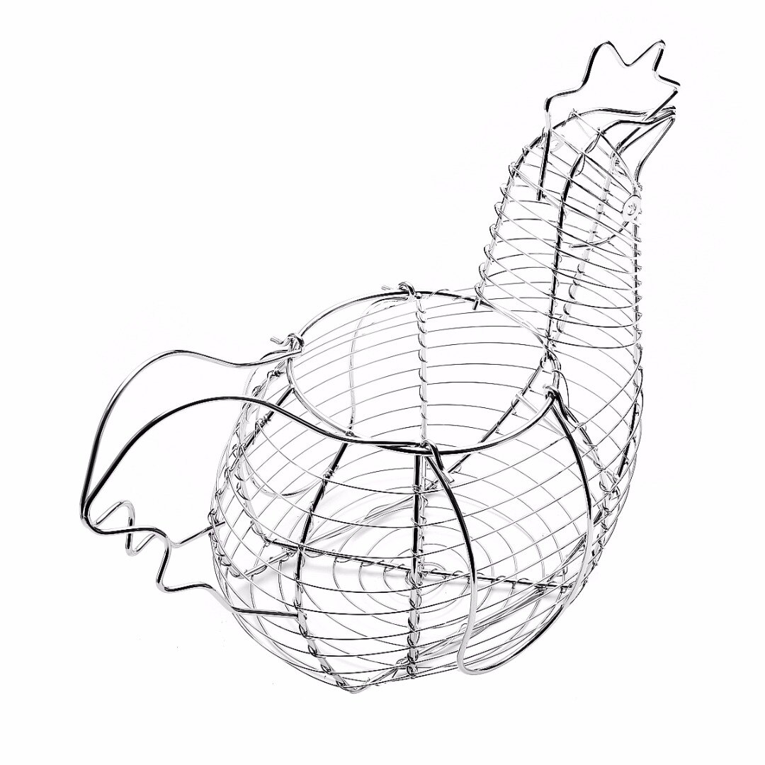 1PC Chicken Egg Holders Hen Shaped Chicken Egg Wire Chicken Storage Display Baskets Holders Rack Silver Kitchen Accessories