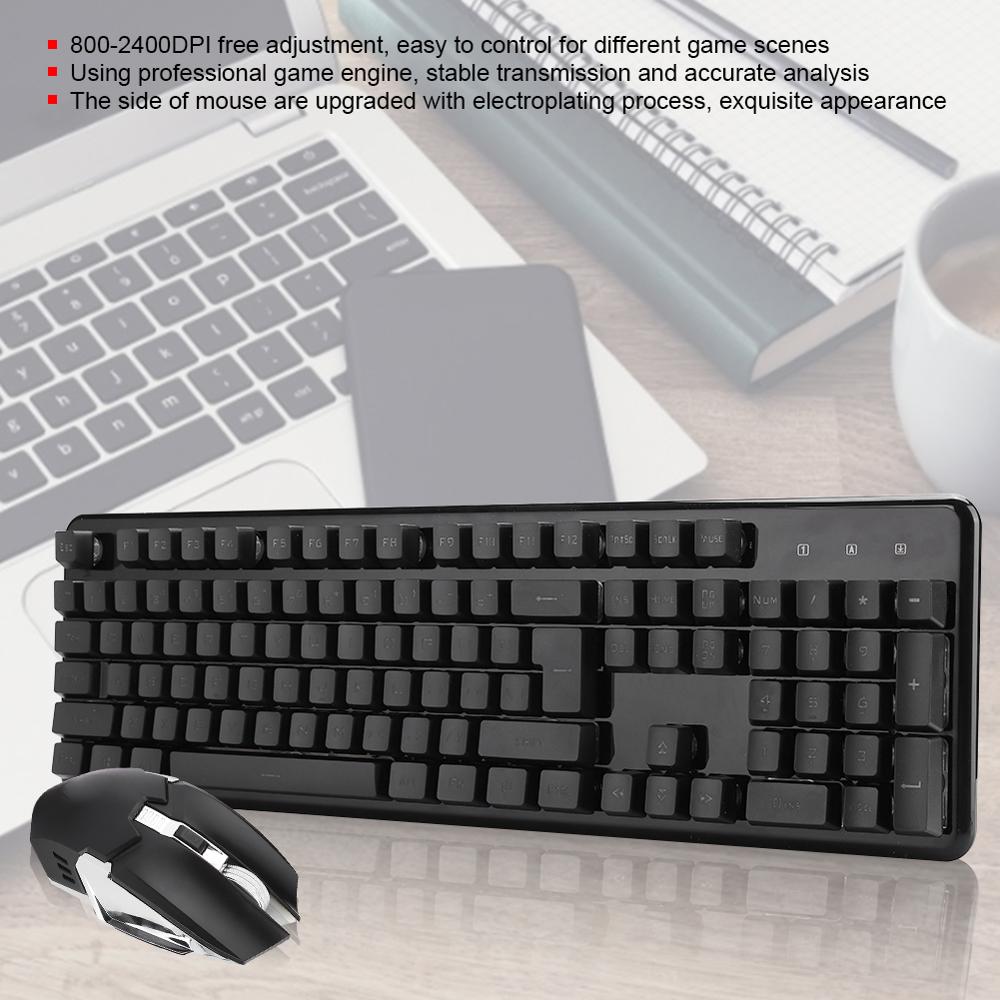 Wireless Game Keyboard Mouse Set Charging Lighting Built-in Lithium Battery 800-2400DPI