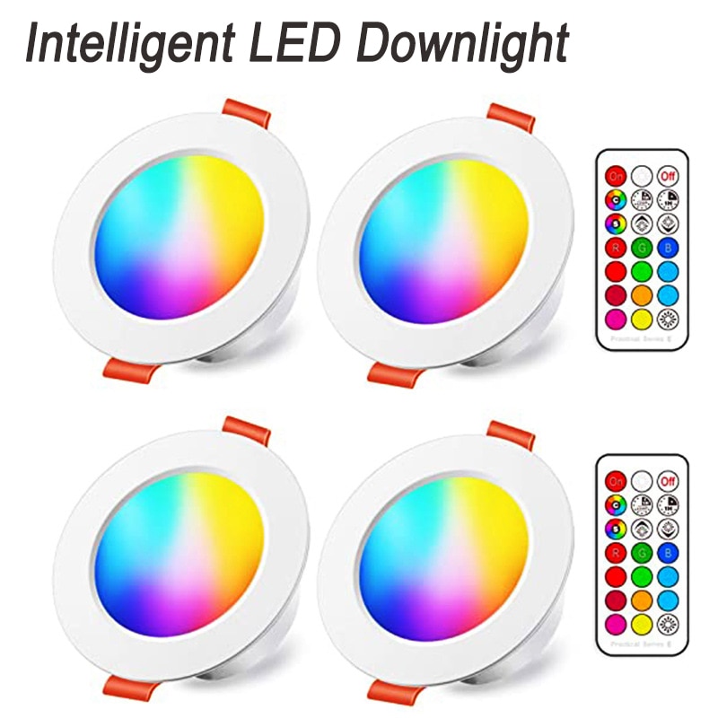 smart ledet downlight dimbar få øye på 5w 10w innfelt tak rundt plafondlys 12v rgb fargeskiftende taklampe sporlys