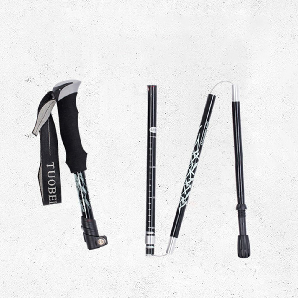 Outdoor Folding Trekking Sticks Nordic Walking Stick Hiking Antishock Adjustable Aluminum Alpenstock