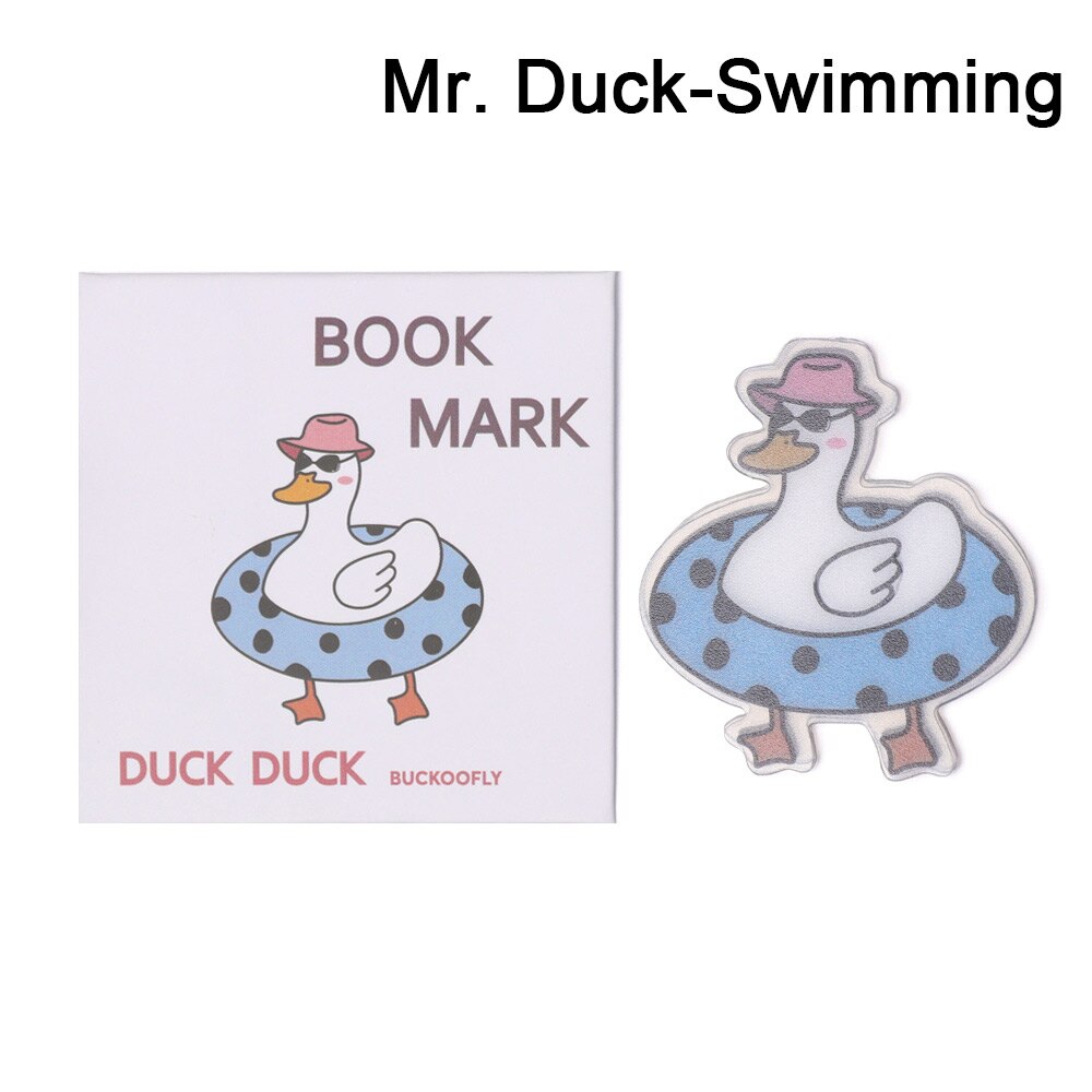 5Pcs Boxed Funny Mini Bookmark Book Pagination Clip Students Hollow Book Page Folder: Mr Duck-Swimming