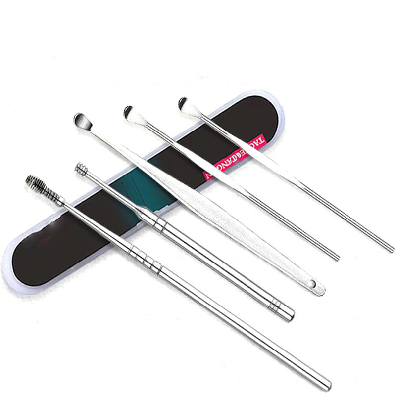 HANRIVER Stainless steel double rotary TaoErShao five suit ears expense dig wax cleaning tools: MULTI