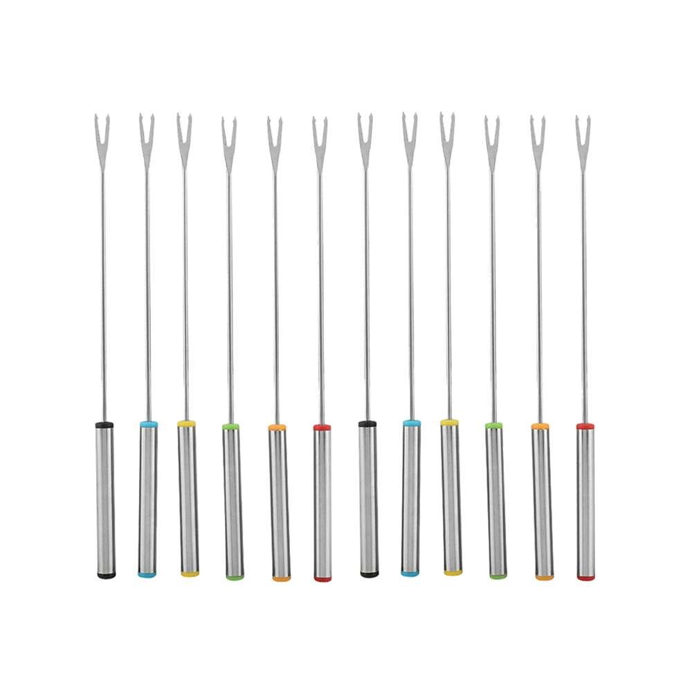 6 sztuk czekoladowe widelce ze stali nierdzewnej kuchnia ser owoców widelec deserowy fondue topnienia szpikulec akcesoria robić żywności: losowy kolor 6szt