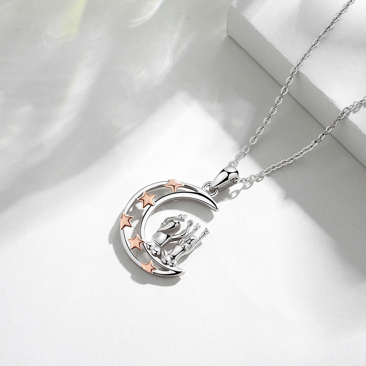 Eudora real 925 sterling silber gute schwester roségold anhänger liebesmond halskette schmuck für geburtstag box cyd 642