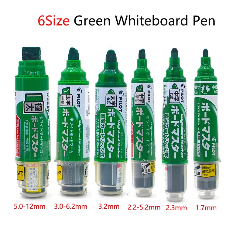 Pilot Whiteboard Pen Stationery Erasable Replaceable ink Refillable Markers 0.7/2.2-5.2/2.3/3.0-6.2/ 3.2/5.0-12mm Durable Tips: light green