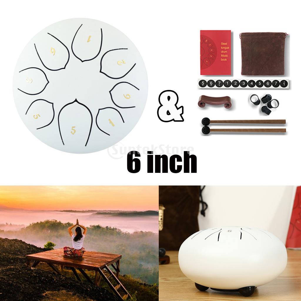6inch Steel Tongue Drum Handpan Drum for Beginner Adult Kid Mind: White