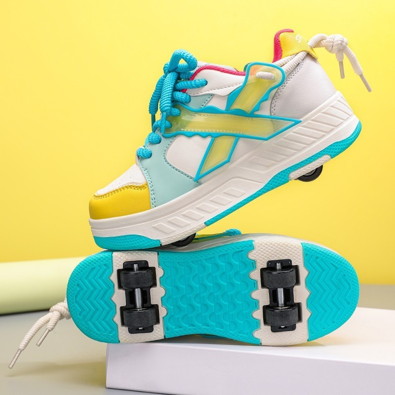 Rollschuhschuhe für Kinder, Jungen und Mädchen, verbesserte modische Turnschuhe mit 4 Rädern für Kinder, vielseitige Rollschuhschuhe, Weihnachten