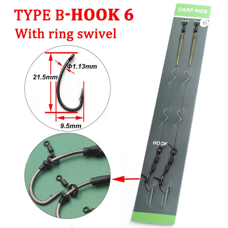 Carp Fishing Accessories Ready Tied Ronnie Carp Rigs Quick Change Hooklink Carp Fishing Hook Line For Carp Fishing End Tackle: Type B-6