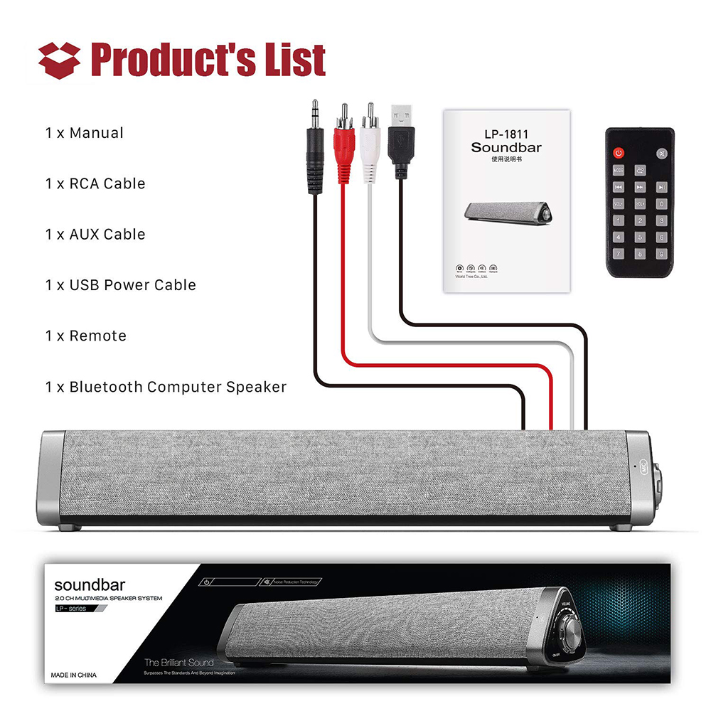 Handsfree Bluetooth Speaker powerful portable speakers Sound bar with wireless subwoofer Remote Control for TV Latop PC speaker