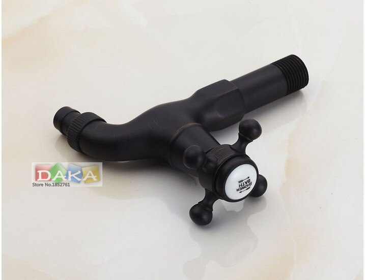 Wall Mounted Black Antique Brass Washing Machine Taps Single Handle Bibcocks Cold Water Faucet /Mop Pool Taps