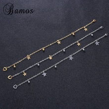 Bamos Simple & Stainless Steel Cute Star Foot Anklets For Women Gold & Silver Color Summer Barefoot Sandal Accessories