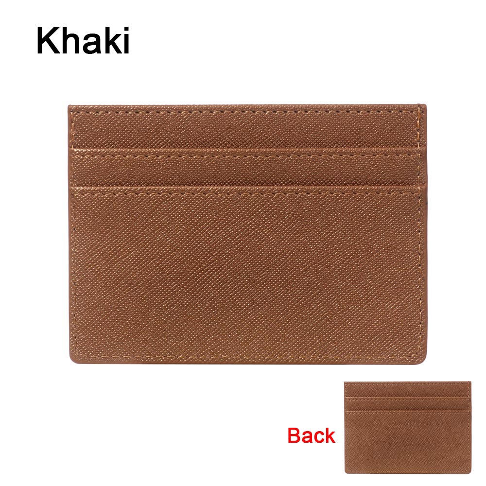 Dubbelzijdig Kaarthouder Slanke Bank Credit Card Id Kaarten Coin Pouch Case Tas Portemonnee Organisator Vrouwen Mannen Dunne Business card Wallet: khaki