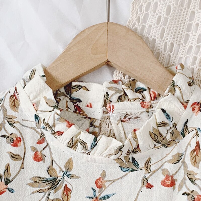 Camisas de otoño para niñas, camisa de manga larga con Flores rotas, prendas de cuello redondo para niños, camisas de de algodón, camisetas para niños pequeños