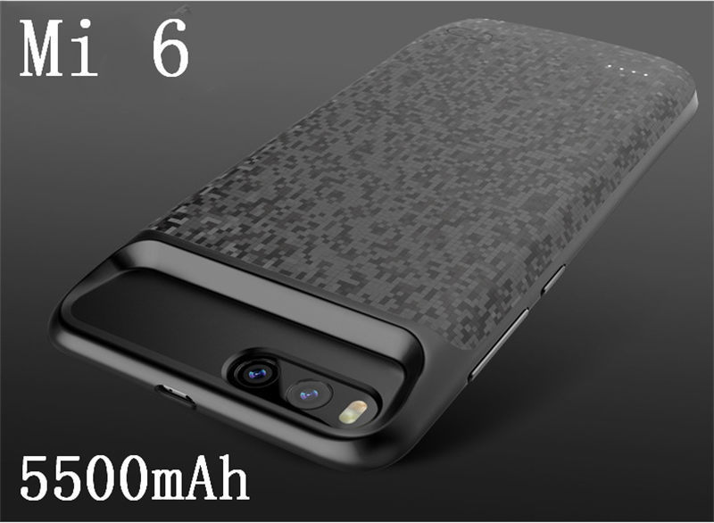 Leioua 5500mAh Battery Charger Case For Xiaomi Mi6 External Charger Cover Backup Power Bank 5200mAh For Xiaomi MI6X Case: Mi 6-Black