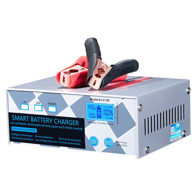 ANJING 12V 20A 24V15A Car Battery Charger 6-400AH Motorcycle Lead-acid Battery AGM Start-stop Charger Automatic Repair Charger