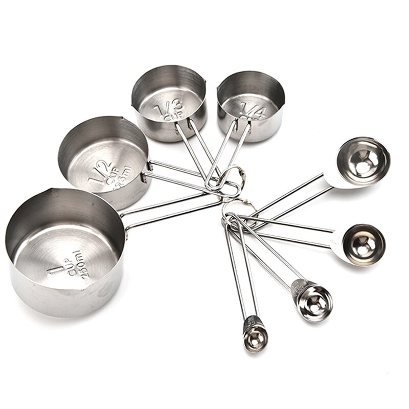 Rose Gold Stainless Steel Measuring Cups And Spoons Set Of 8/4 Engraved Measurements,Pouring Spouts & Mirror Polished For Baking: SV1