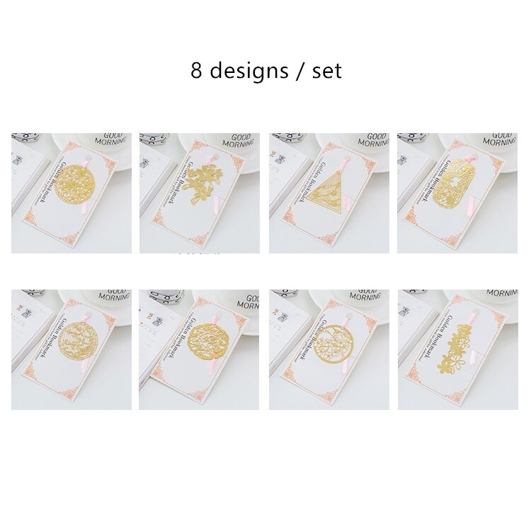 8 stücke Sakura Golded Lesezeichen Chinesischen Jahrgang Blatt Metall Buch Marker Schreibwaren Büro Schule Liefert Material Escolar H6517: Ursprünglich Titel