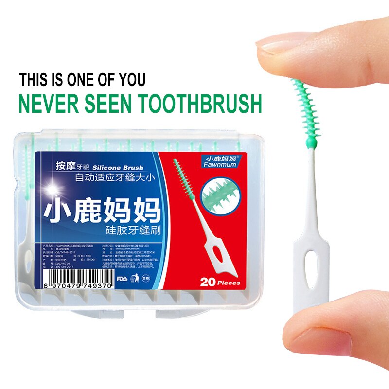 2 tipos de cepillos de silicona suave Interdental, 30/20 Uds., palillos de hilo dental blancos, palillos de dientes para adultos, utensilio para cuidado bucal