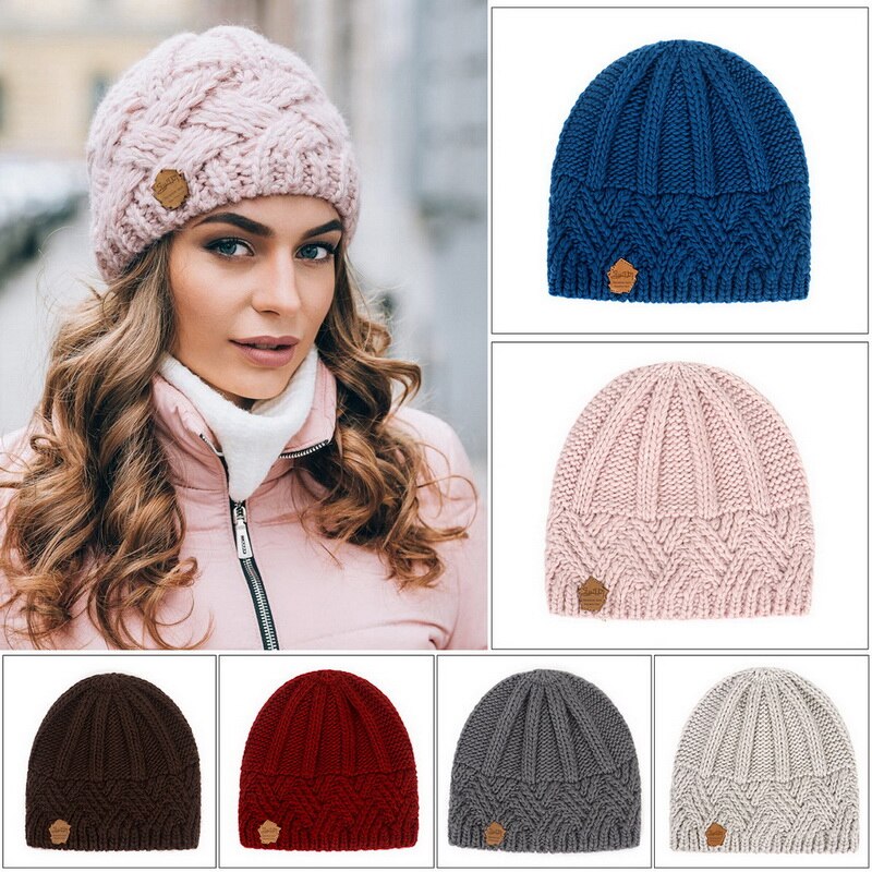 Knit hats For Women Beaines winter Breathable Hip-hop Gorras Simple Hat Warm Solid Casual Lady Knitted cap