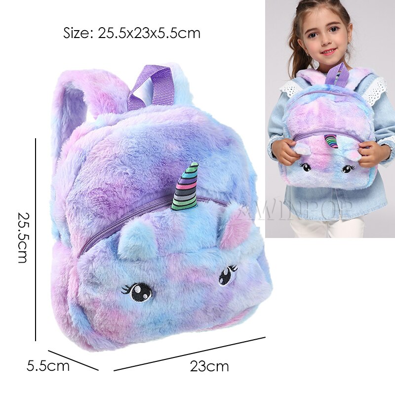 Stil børn plys rygsække tegneserie enhjørning skoletasker søde børnehave tasker til børn piger mochila infantil: 6