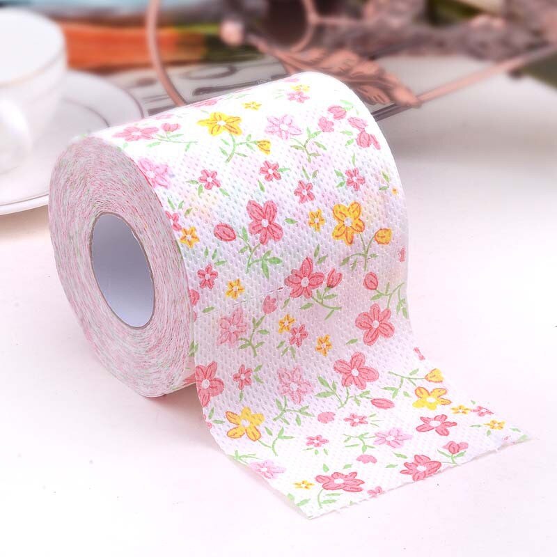 Rollos de papel higiénico con estampado de dólar europeo, graciosos números de bromas, papel de papel higiénico de Humour, papel de baño suave de 2 capas: flower 1