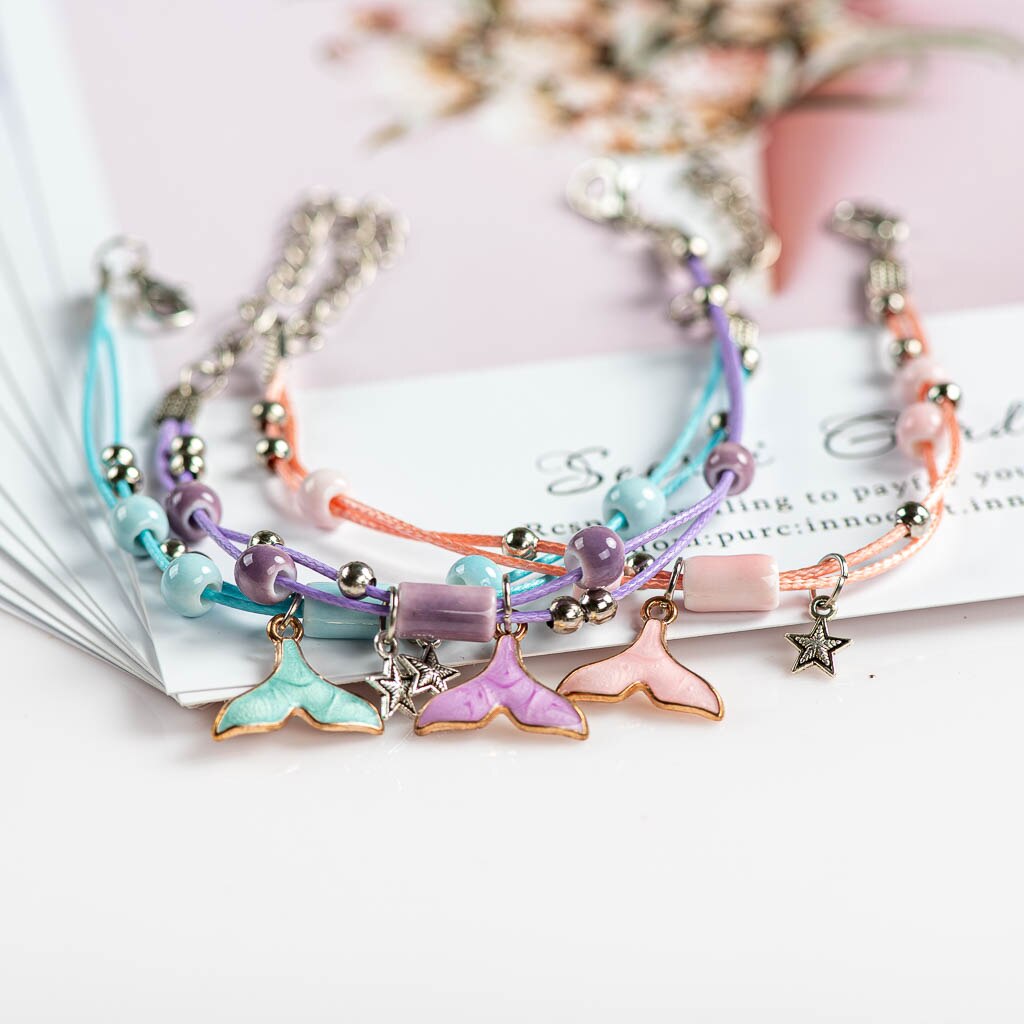 Leuke Walvis Keramiek Met Metalen Drip Glazuur Hanger Armband Hand-Wowen Charms Armbanden Armbanden # XN060