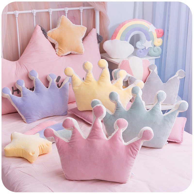 Weiches Prinzessin-Kronenkissen, gefülltes Schlafkissen, Mädchenzimmer, Sofa-Dekoration, Regenbogen, Wolke, Stern, Promi-Studio-Kissen, für Sie