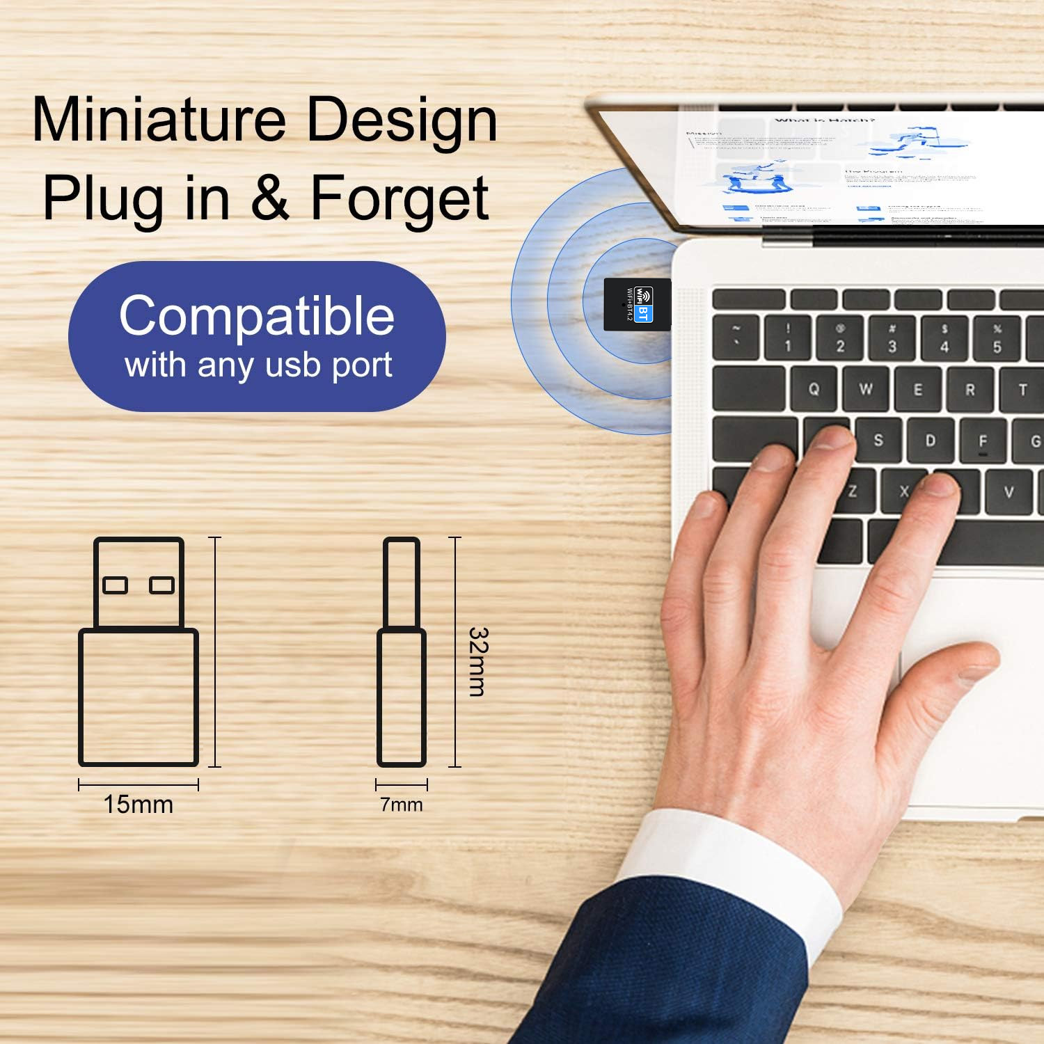 150m Mini USB WiFi Adapter 2.4G Bluetooth4.2 Przenośna bezprzewodowa karta sieciowa do laptopa PC Windows 10/11 Bezpłatny sterownik