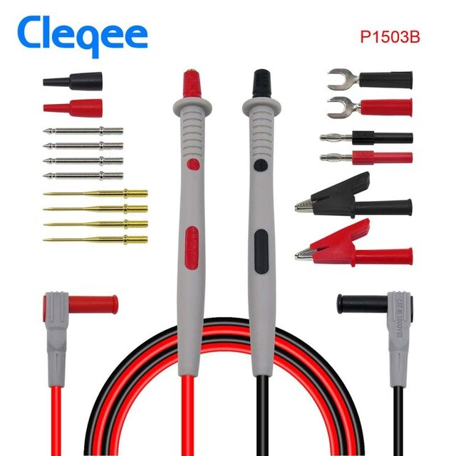 Cleqee Multimeter Probe Probes Replaceable Needles Test Leads Kits Probes For Digital Multimeter Cable Feeler For Multimeter: P1503B