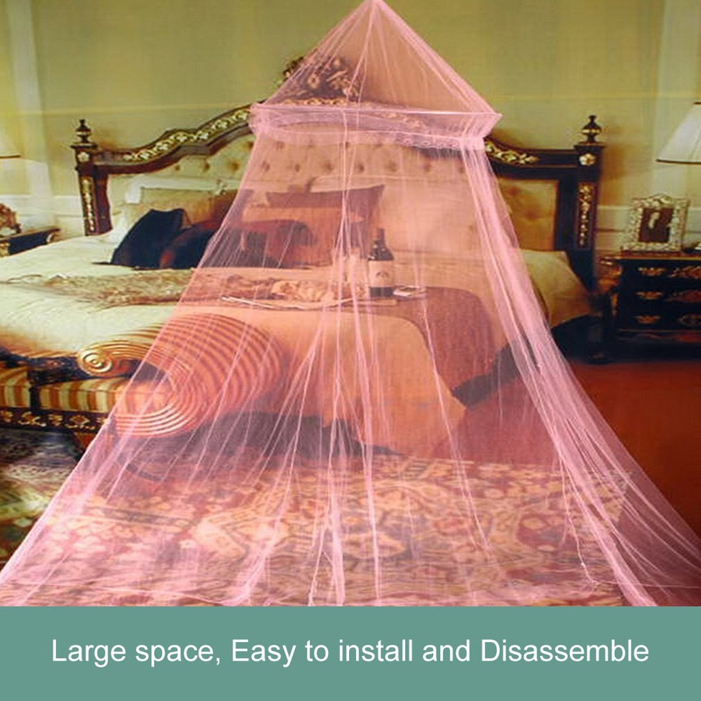 Elegante Klamboe Voor Dubbele Bed Gordijnen Coton Luifel Ronde Lace Insect Netting Netto Dome Polyester Bed Tent: light pink