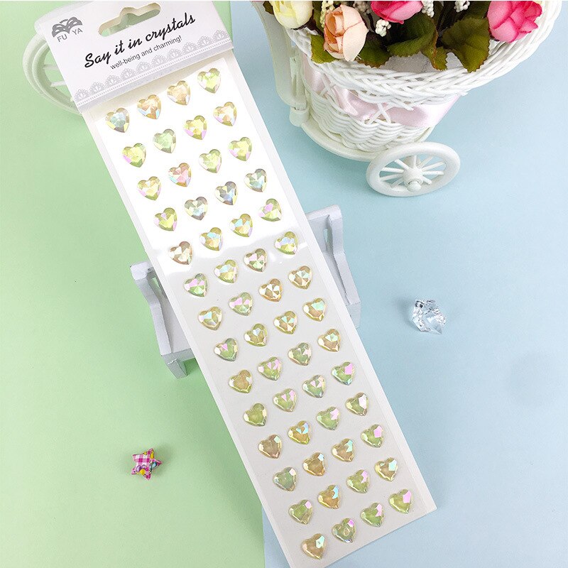 Kleurrijke Hartvorm Plaksteen Hars Kleur Ab Zelfklevende Rhinestone Stickers Voor Diy Nail Arts Telefoon Case Decoratie: Champagne