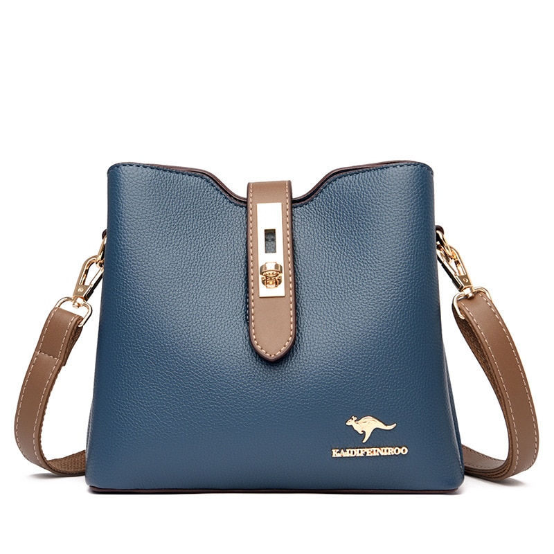 Borsa a tracolla per uso femminile All-match donna moda Pu grande capacità borse marroni borse da donna borsa a tracolla Tote borsa a botte Lady: blue