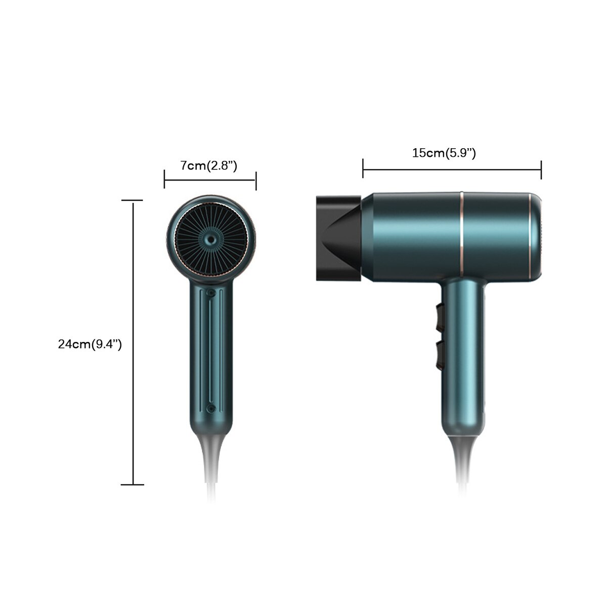 Blue Light Ions Salon Hair Dryer, Powerful Ceramic Tourmaline Blow Dryer, 6 Gears Low Noise Hairdryer with Nozzle