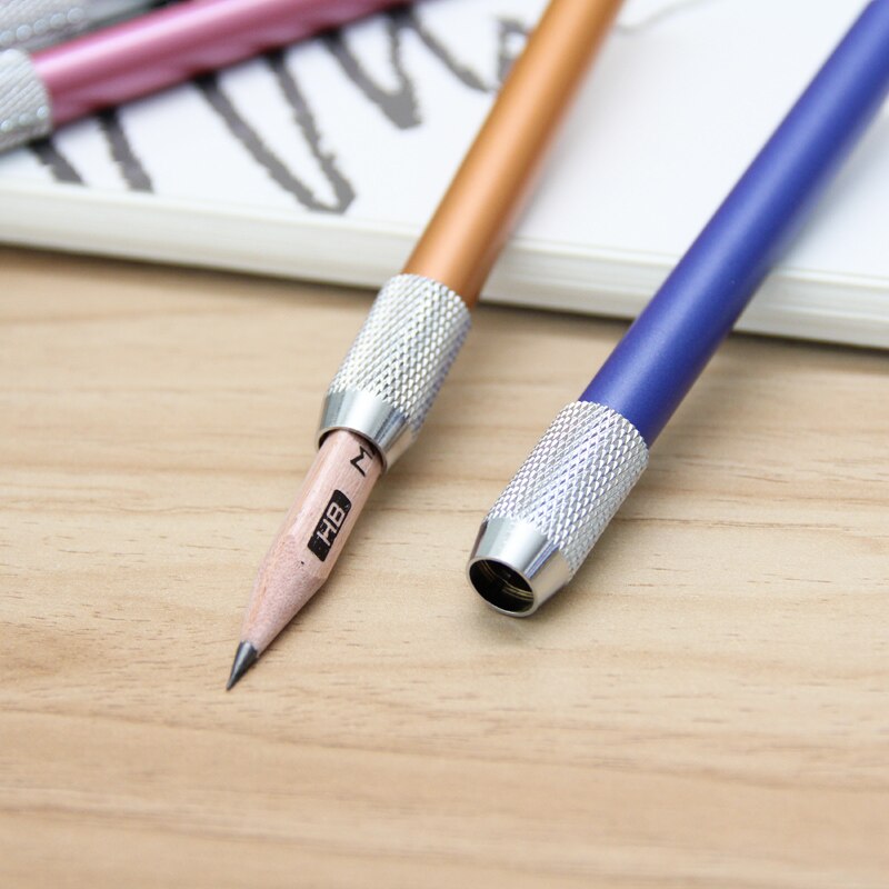 Single end metal pencil holder, carbon rod clip, pencil sketch article