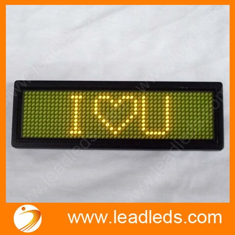 Yellow Led Name Badge sign scrolling message advertising display / business card show tag /Rechargable+Programmed