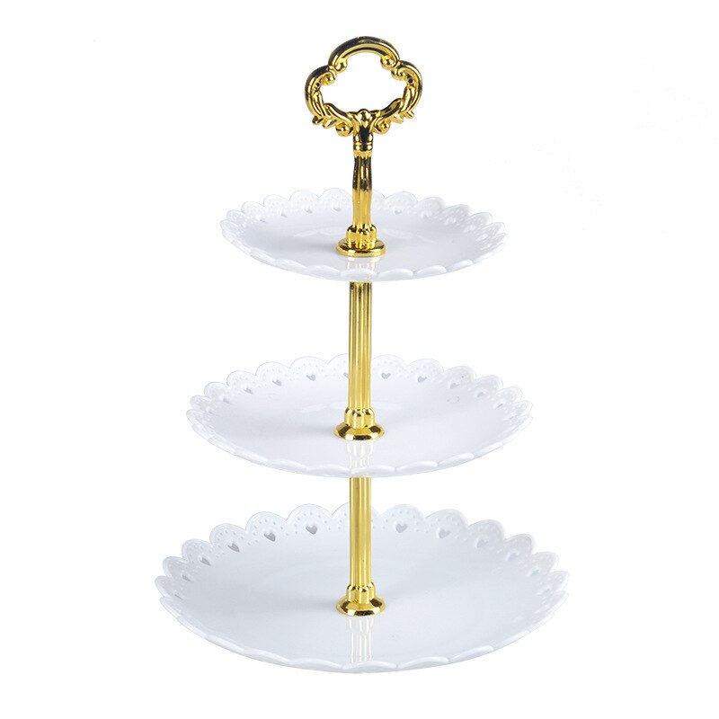 2pcs/set Cake Stand 3 Layers Wedding Cake Plate Stand Dessert Fruits Vegetable Placed Tool Wedding Birthday Party Cupcake Stand: 1pcs White